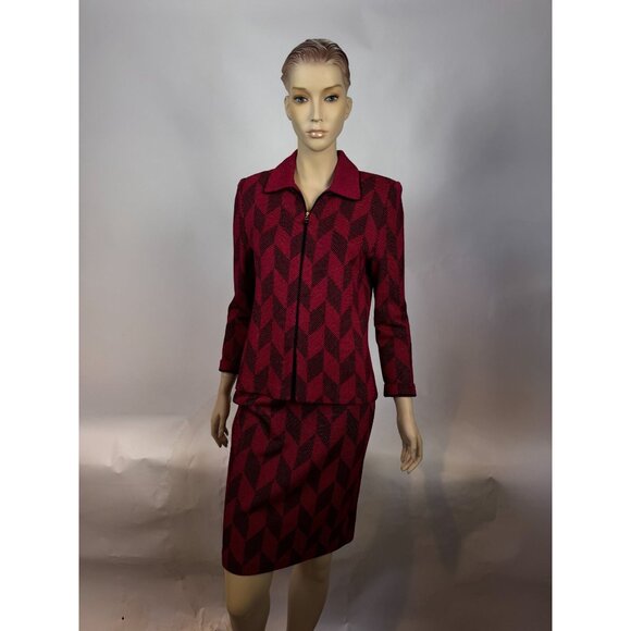 St. John Collection By Marie Gray K716335 Chevron Knit Zip-Up Jacket  Size 2 Pin - Picture 11 of 16